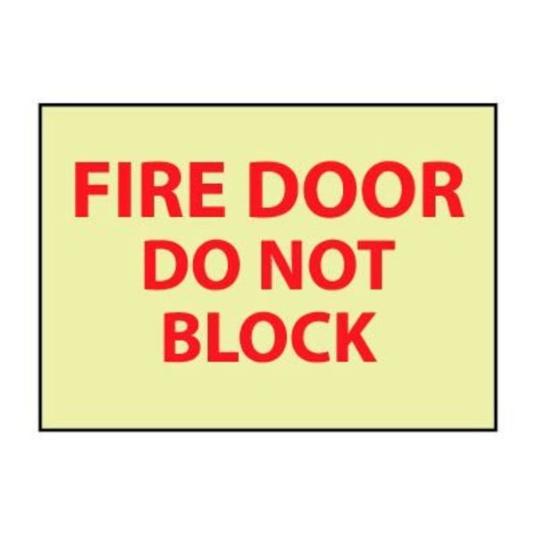 National Marker Co Glow Sign Rigid Plastic - Fire Door Do Not Block GL142RB
